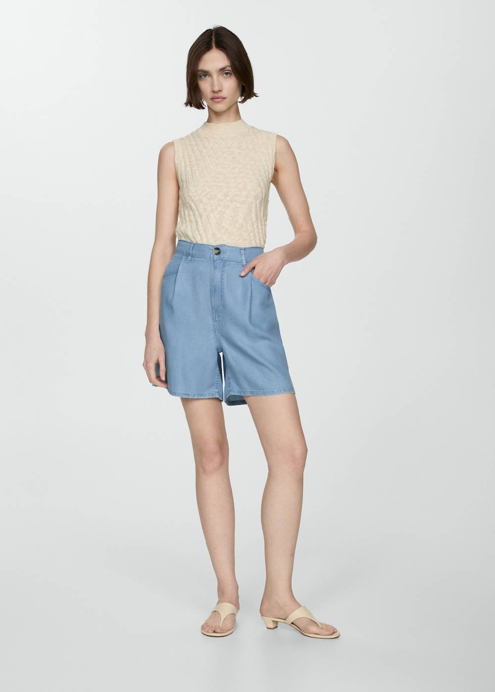 Mango Bermudashorts aus Lyocell mit Bundfalten Blitzangebot
