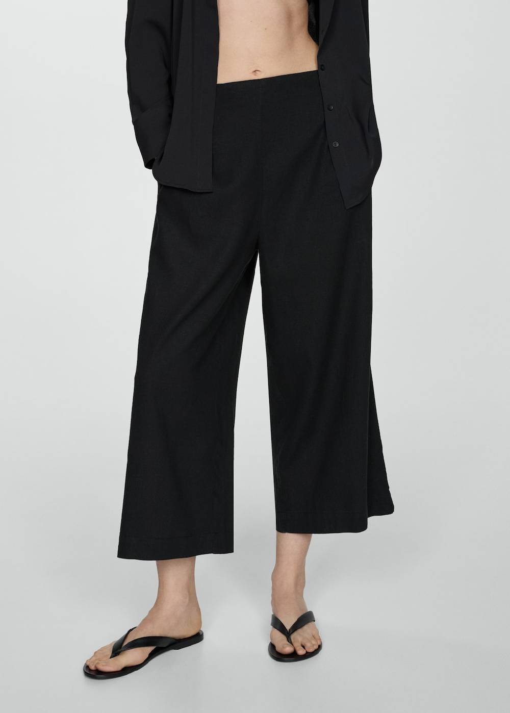 Mango Wideleg-Leinenhose