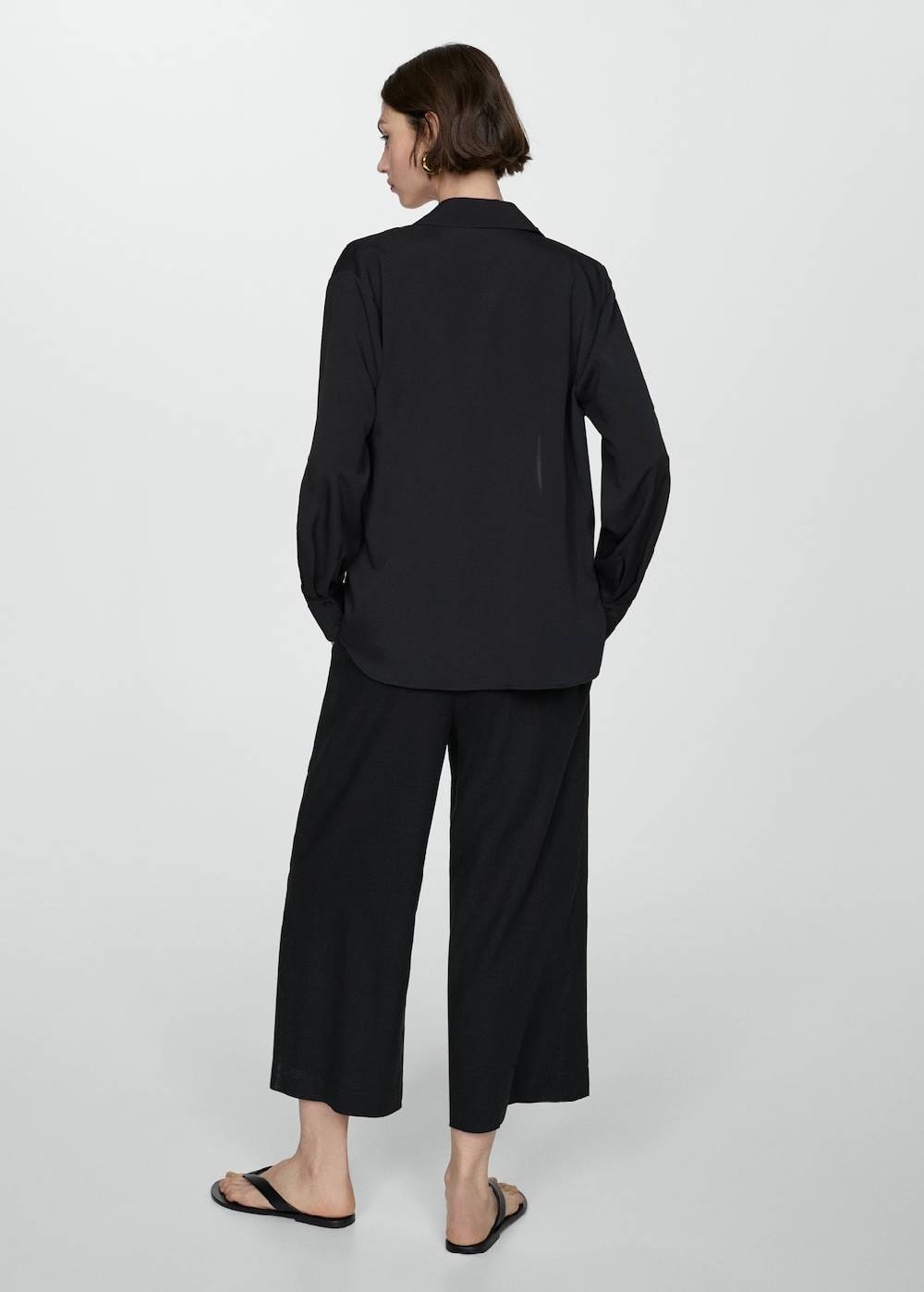 Mango Wideleg-Leinenhose Saisonale Angebote
