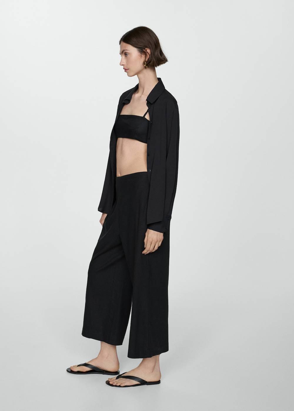 Mango Wideleg-Leinenhose Saisonale Angebote