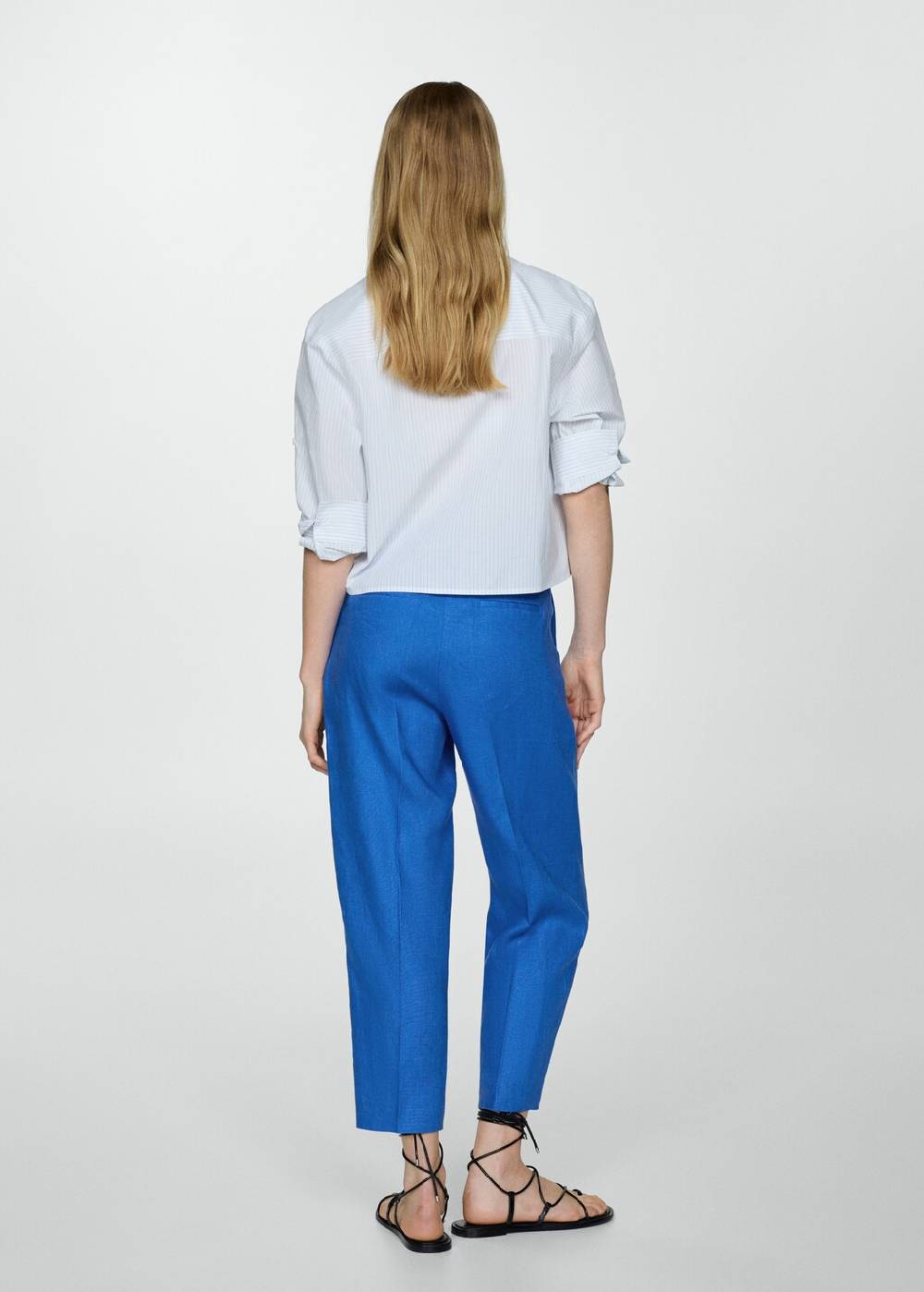 Mango Gerade Hose aus 100 % Leinen Kostenlose Rückgabe