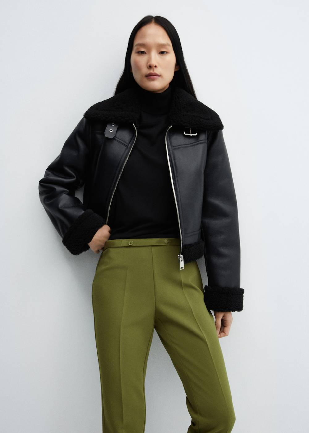 Mango Gerade Hose mit Gürtel Online