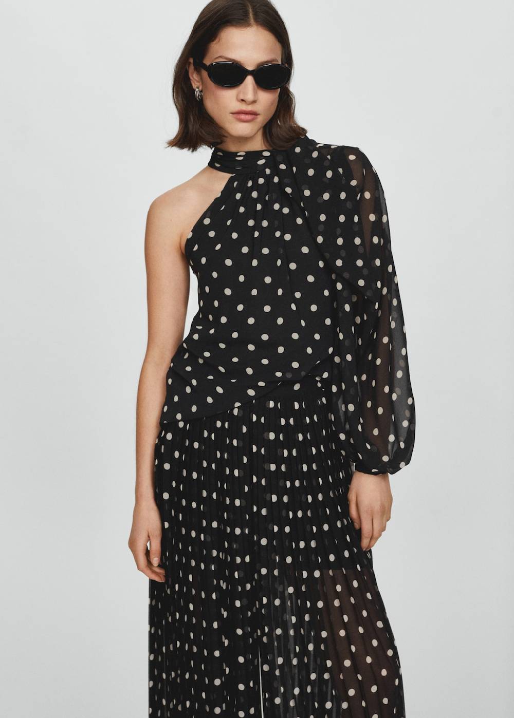 Mango Plissierte Hose mit Polka Dots Auslauf