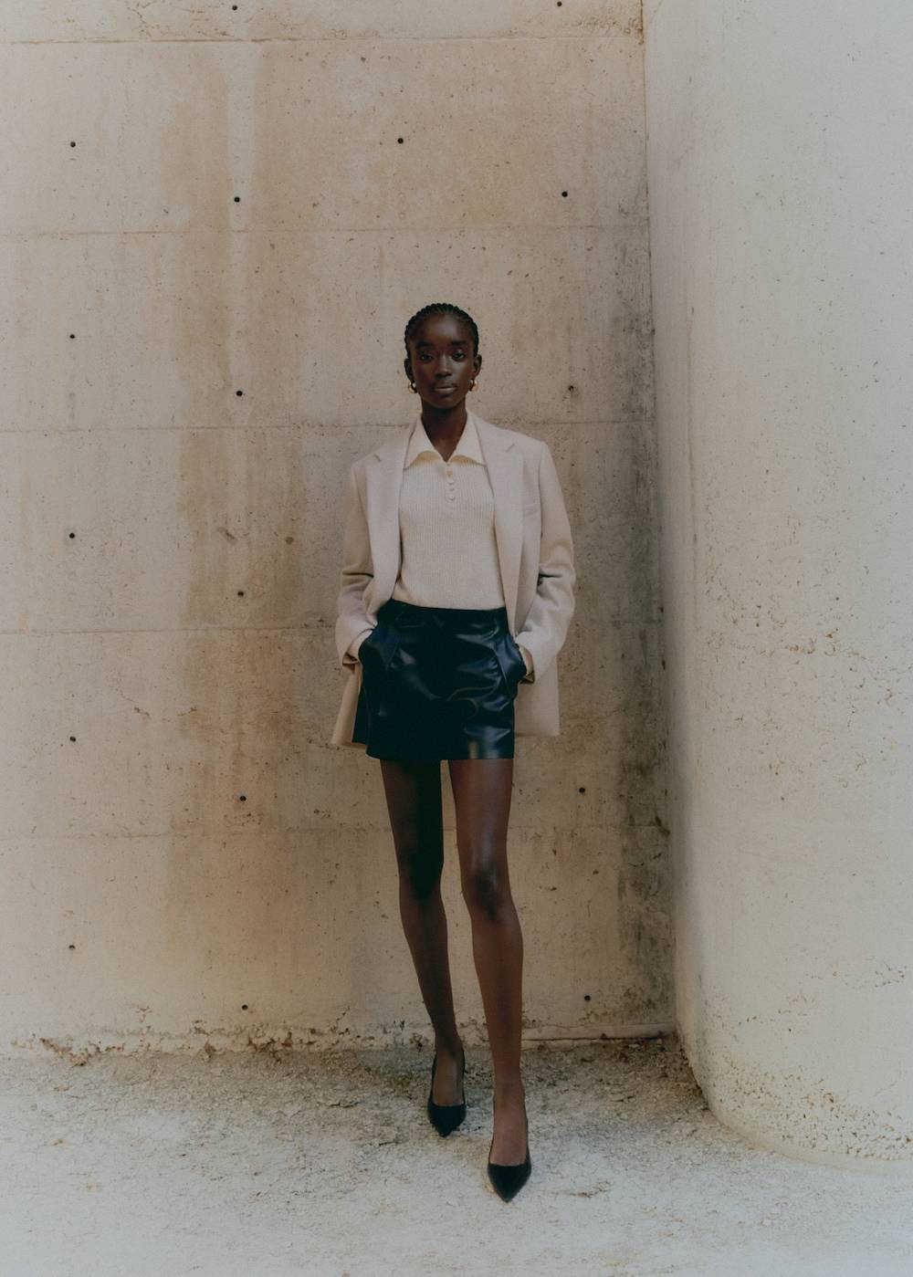 Mango Bundfalten-Shorts mit Leder-Effekt Kostenloser Versand