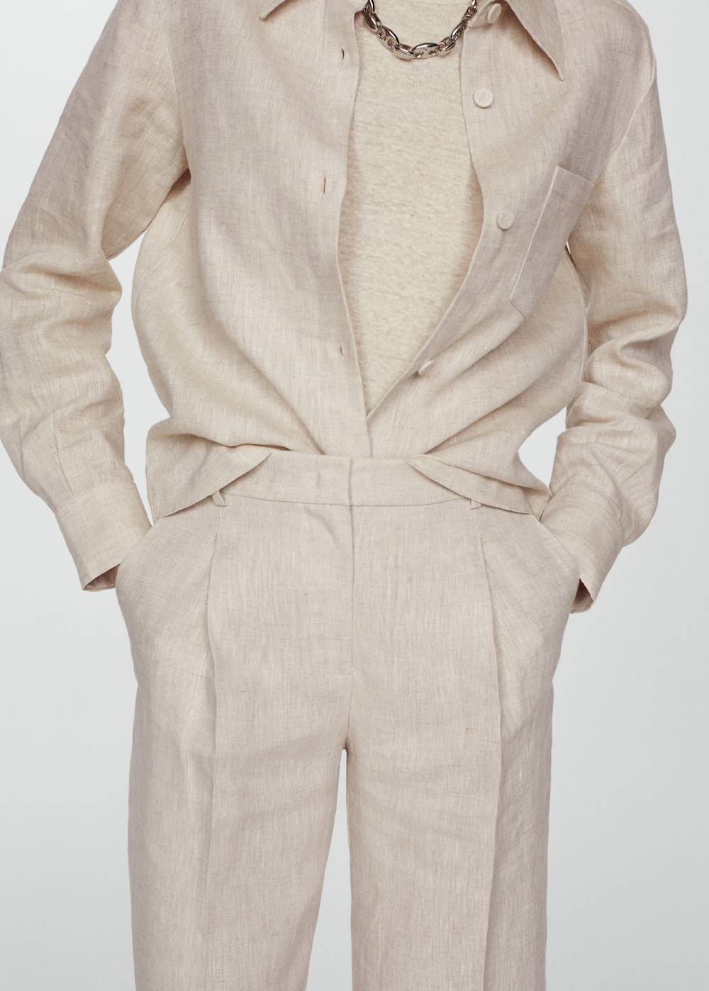 Mango Gerade Leinenhose Limitierter Zeitrabatt
