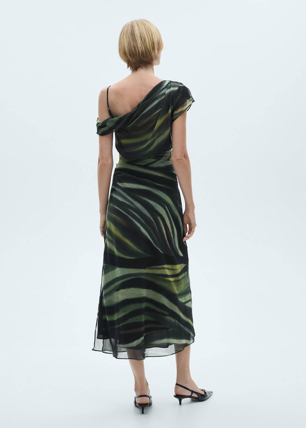 Mango Gemustertes Kleid mit drapierten Details Flash Sale