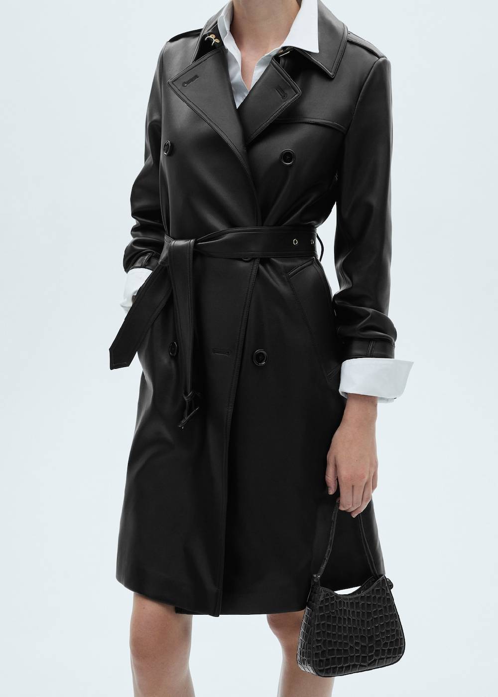 Mango Trenchcoat mit Leder-Effekt
