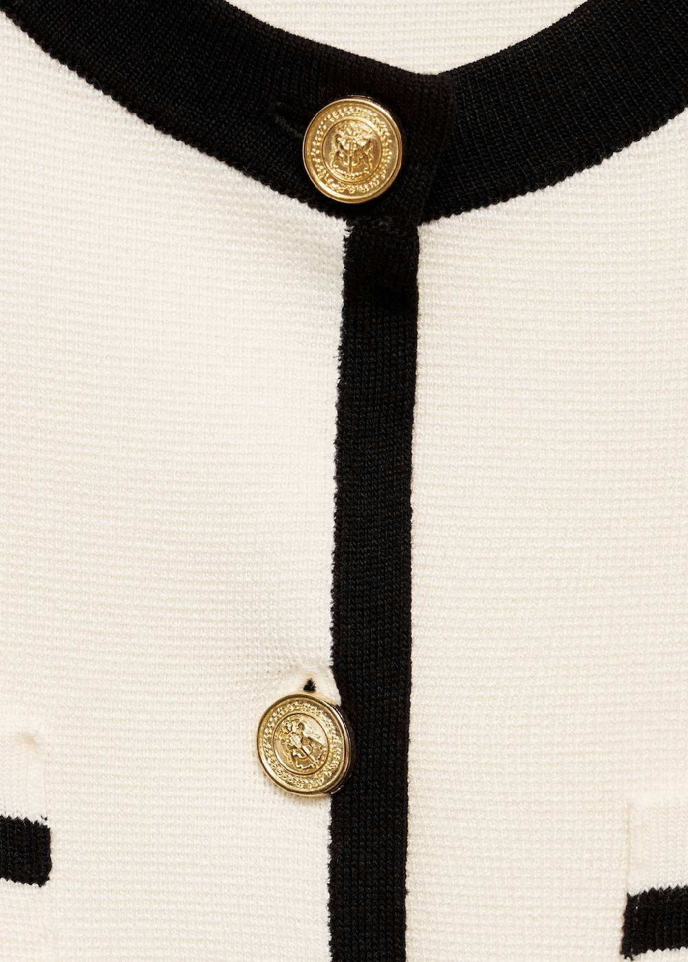Mango Kurzarm-Cardigan mit Kontrastborten Neueste Mode