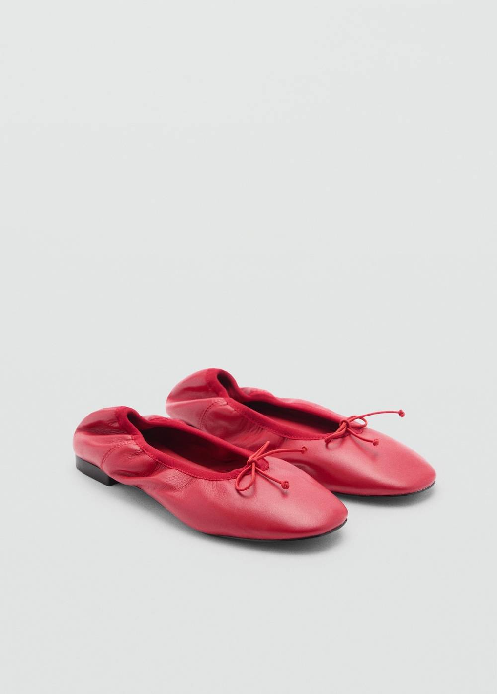 Mango Leder-Ballerinas mit Schleife
