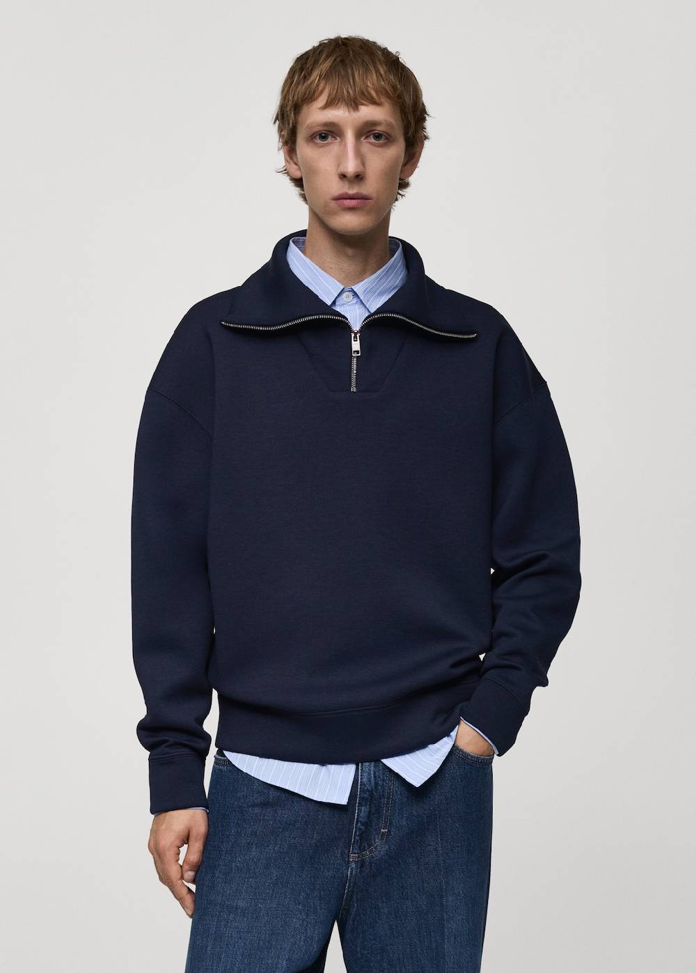 Mango Baumwoll-Sweatshirt mit Zip-Kragen