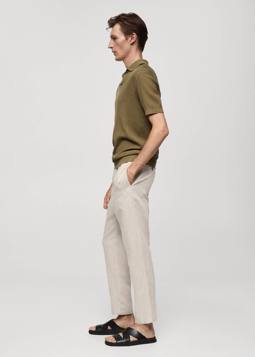 Mango Slim Fit-Leinenhose mit Kordel Bis zu 65% Rabatt