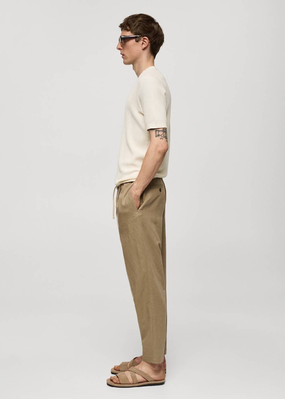 Mango Slim Fit-Leinenhose mit Kordel Begrenzt auf 3 Tage