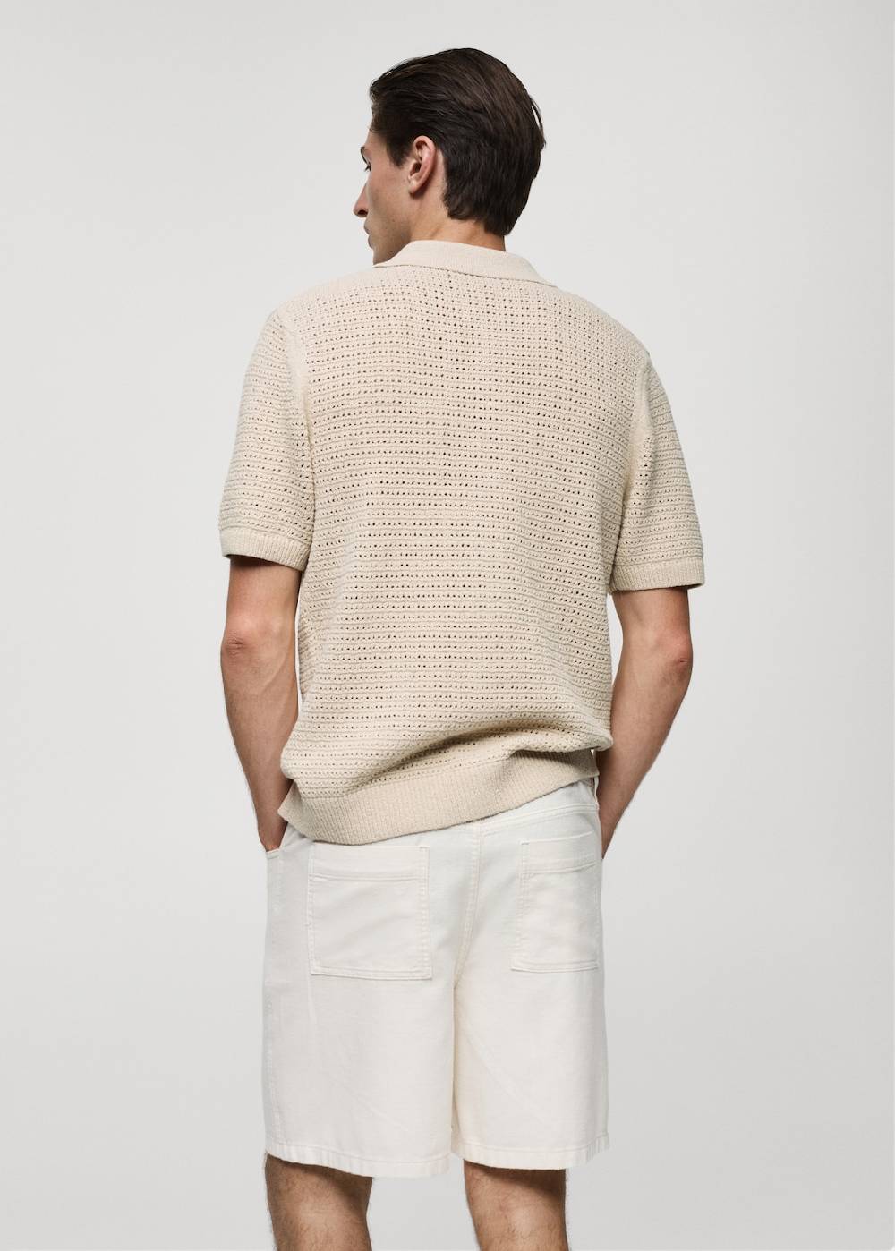 Mango Geknöpftes Strick-Poloshirt mit Lochmuster Black Friday Preise