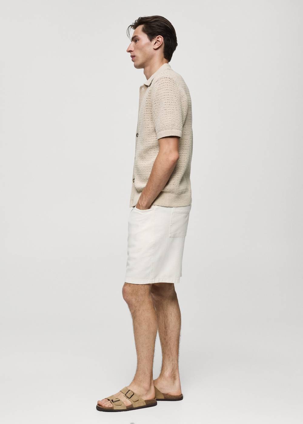 Mango Geknöpftes Strick-Poloshirt mit Lochmuster Black Friday Preise