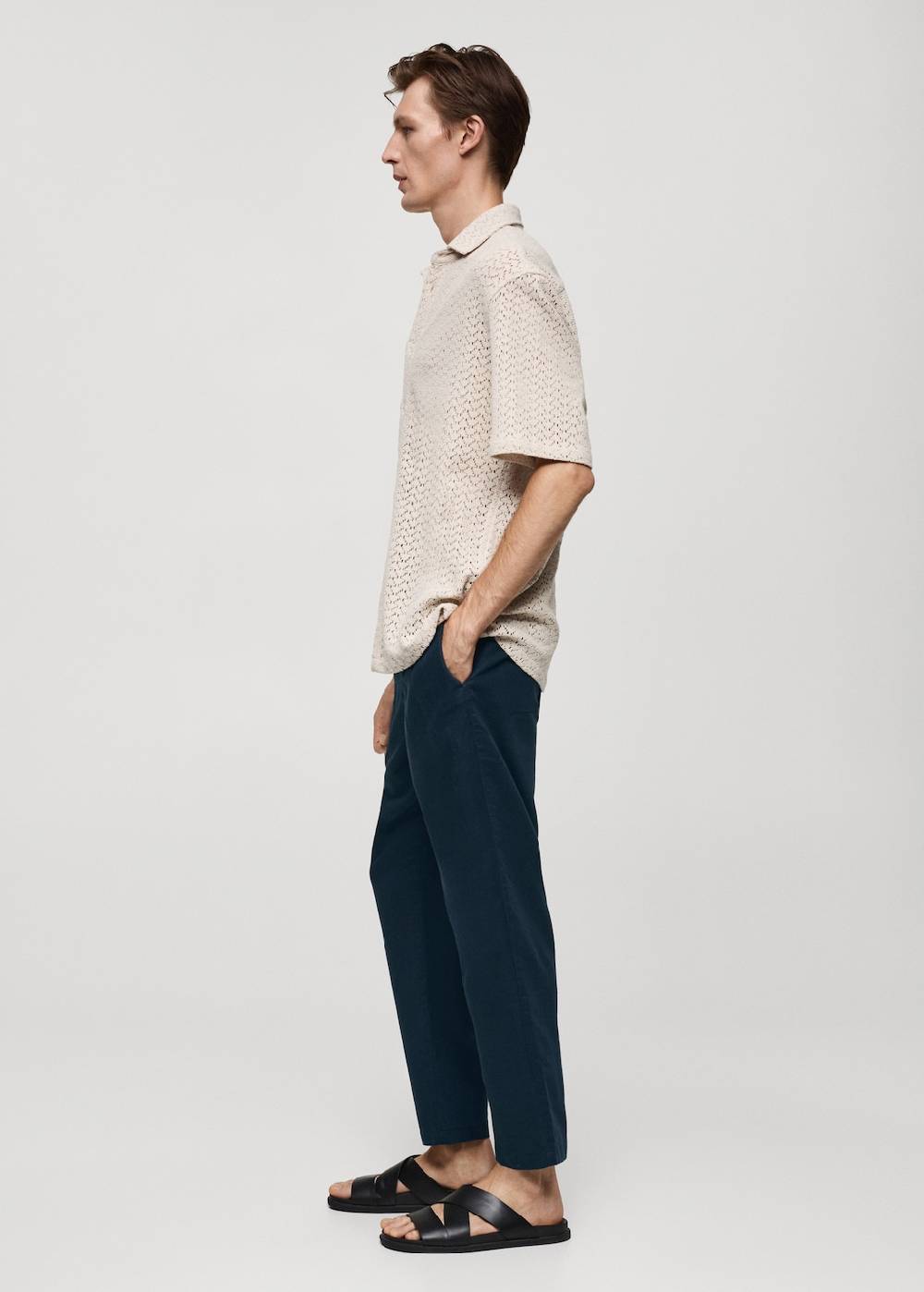Mango Slim Fit-Leinenhose mit Kordel Auslauf