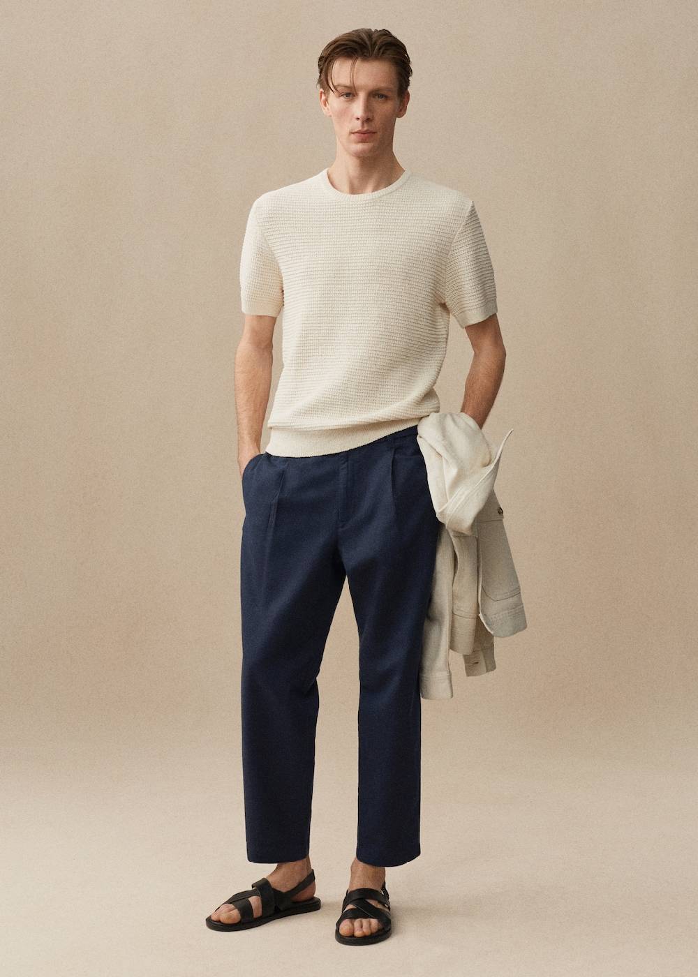 Mango Slim Fit-Leinenhose mit Kordel Auslauf