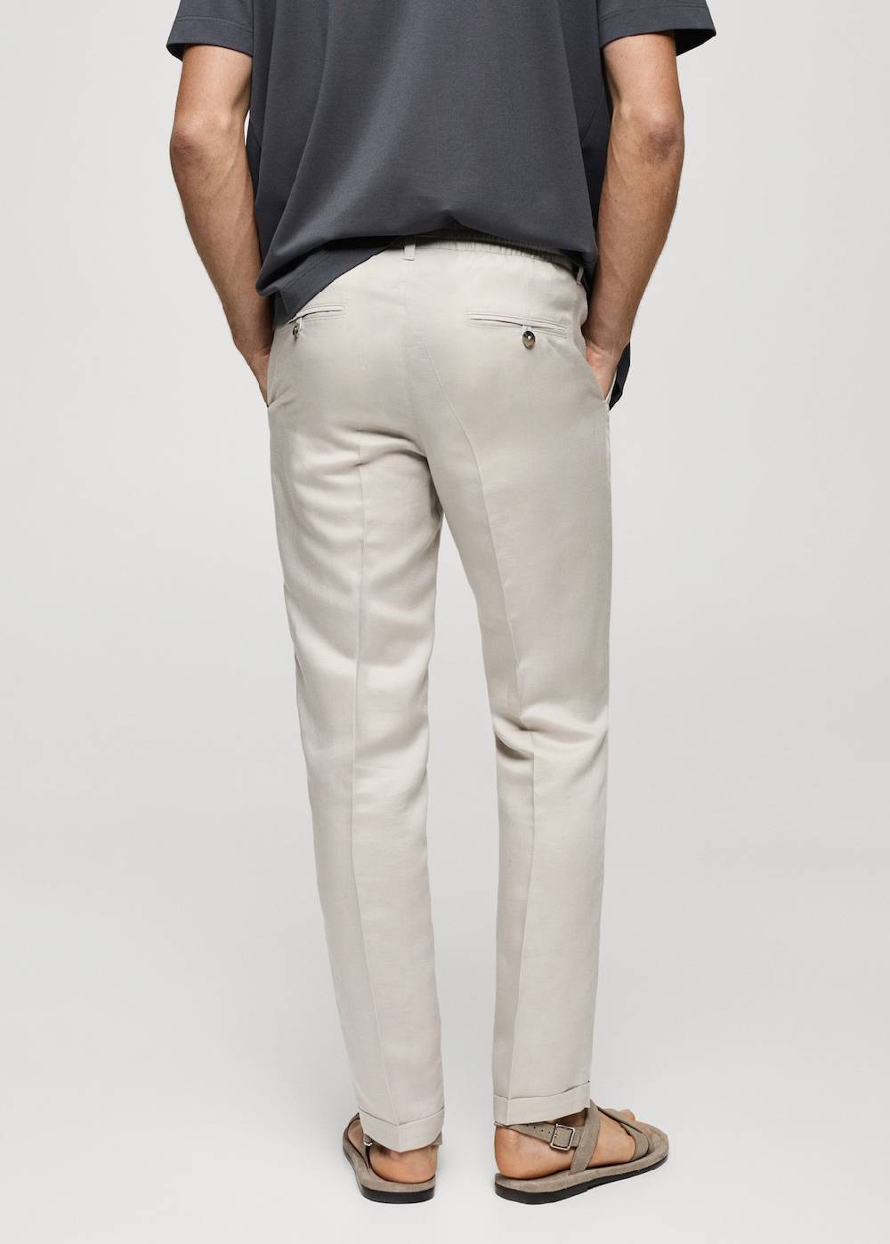 Mango Leinen-Tencel-Hose mit Kordelzug im Angebot