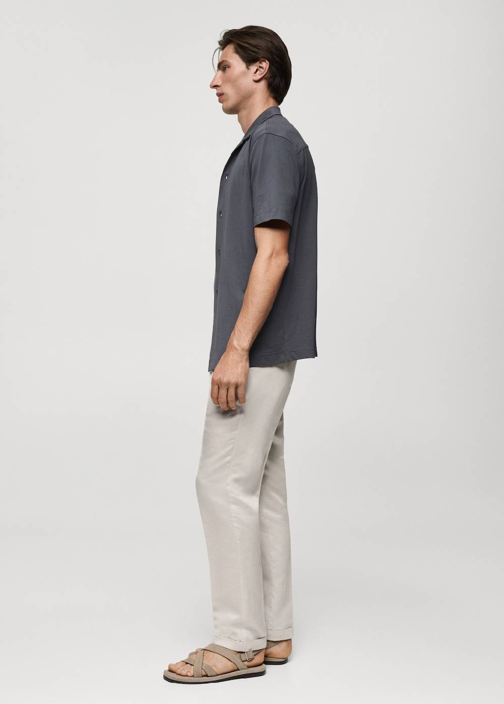 Mango Leinen-Tencel-Hose mit Kordelzug im Angebot