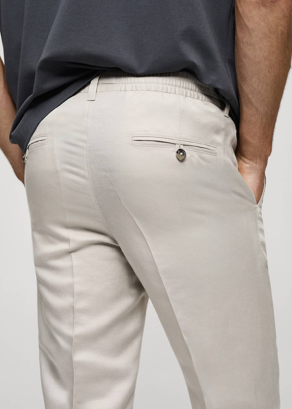 Mango Leinen-Tencel-Hose mit Kordelzug im Angebot
