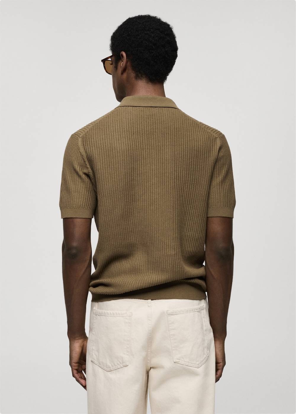 Mango Geripptes Strick-Poloshirt aus Baumwolle Kostenloser Versand