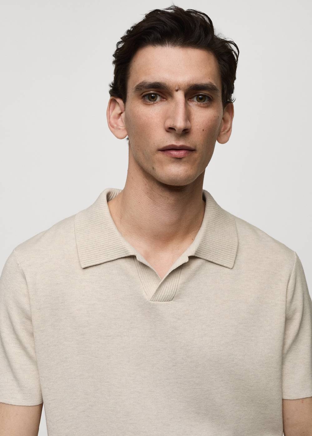 Mango Texturiertes Strick-Poloshirt aus Baumwolle Rabatt