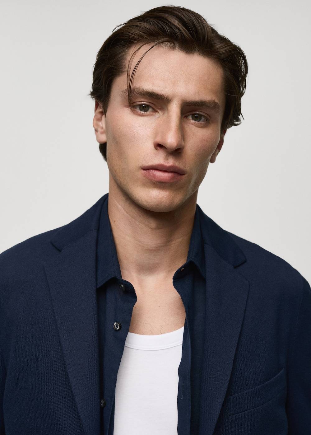 Mango Strukturierter Slim Fit-Baumwollblazer Preisnachlass