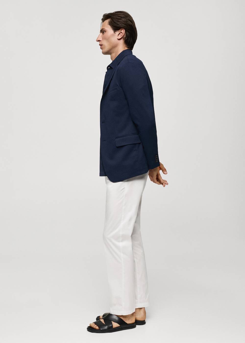 Mango Strukturierter Slim Fit-Baumwollblazer Preisnachlass