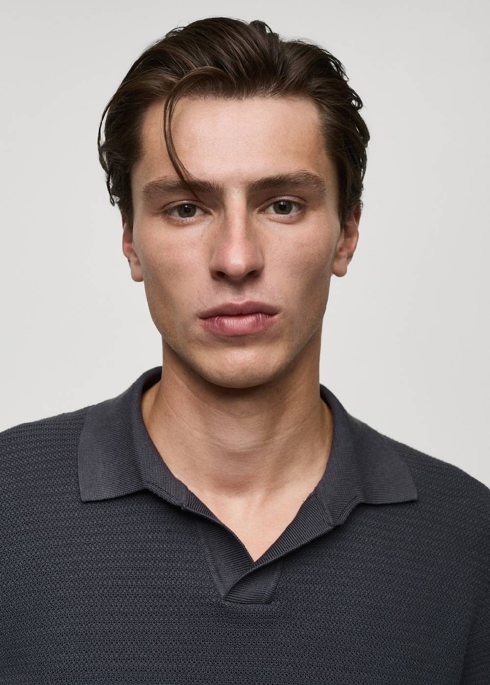 Mango Poloshirt aus Baumwolle mit Tencel in Flechtoptik Saisonschlussverkauf