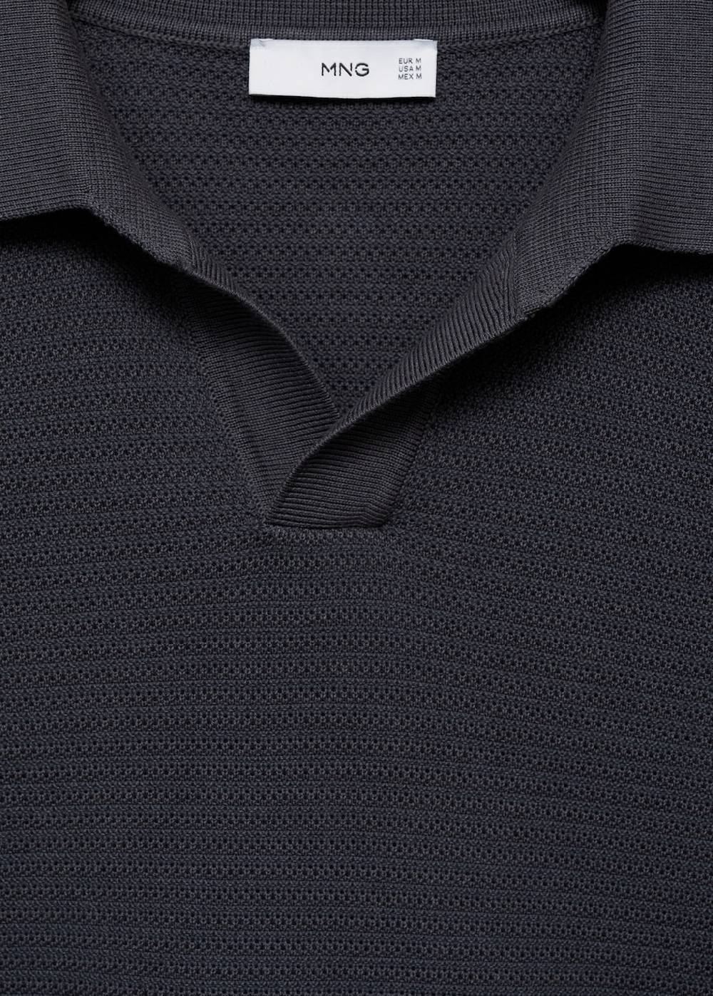 Mango Poloshirt aus Baumwolle mit Tencel in Flechtoptik Saisonschlussverkauf