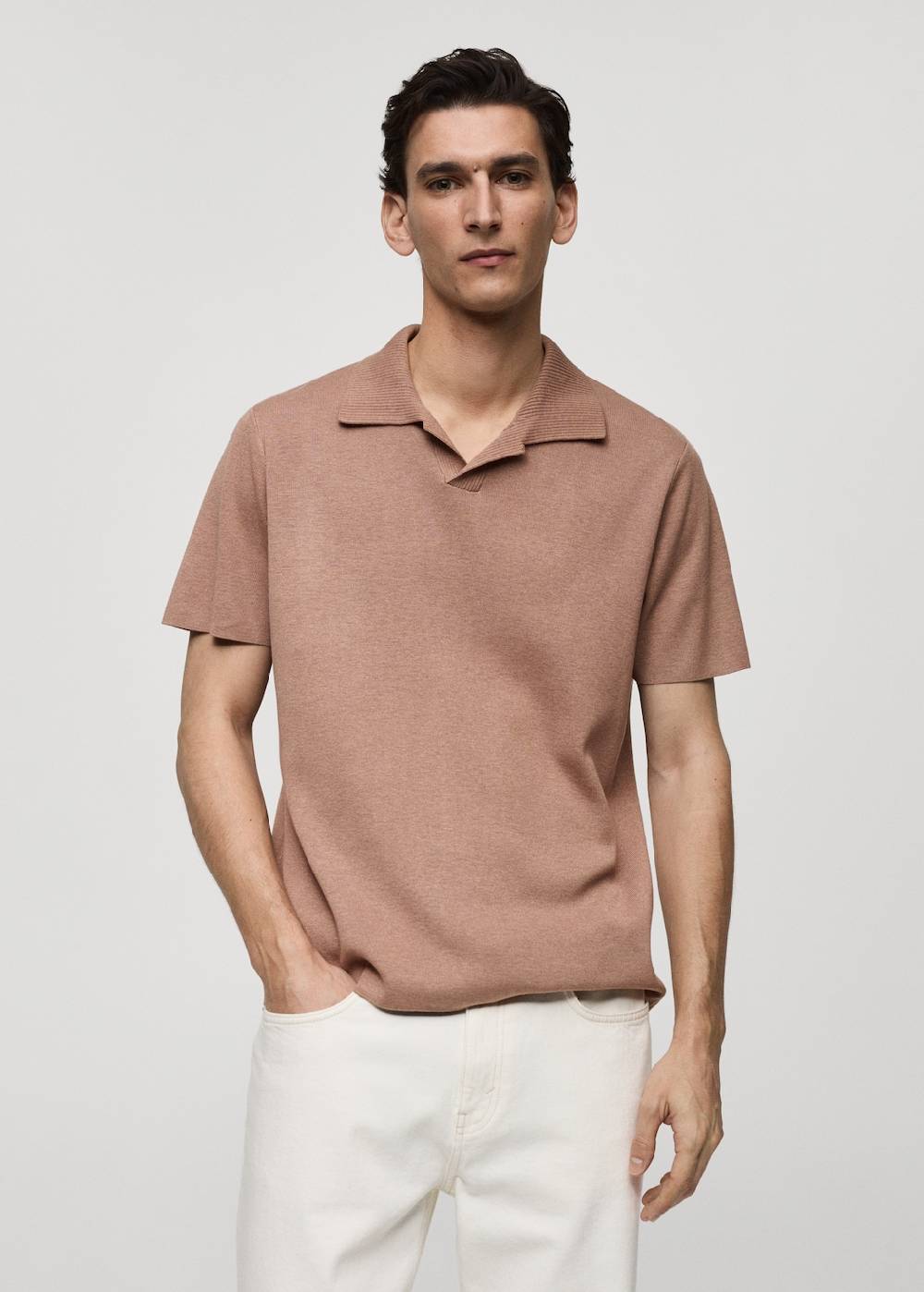Mango Texturiertes Strick-Poloshirt aus Baumwolle