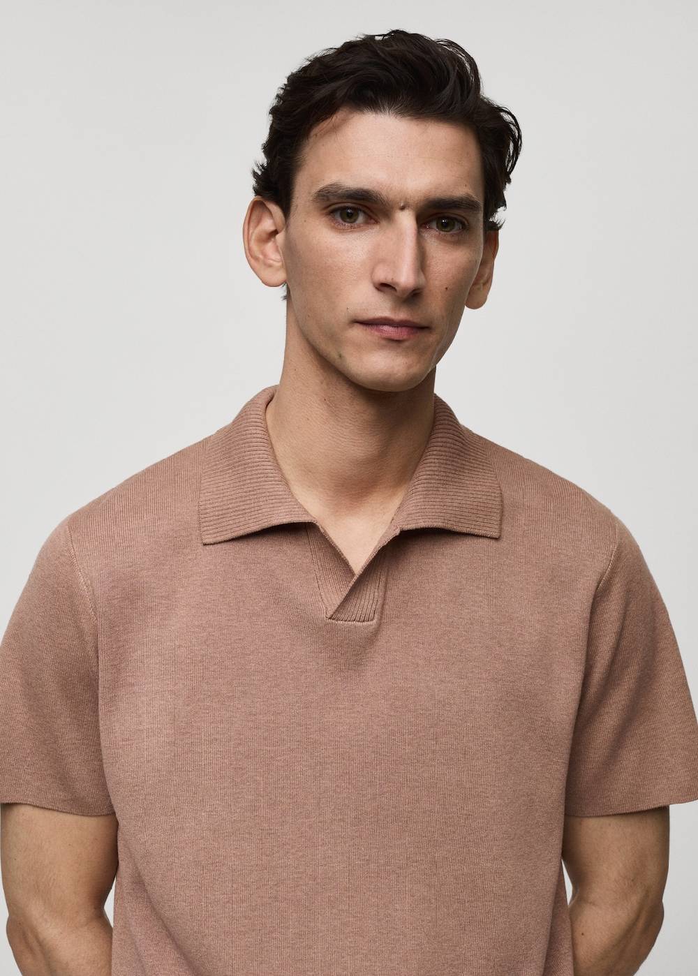 Mango Texturiertes Strick-Poloshirt aus Baumwolle Lagerräumung