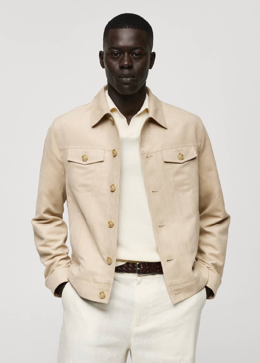 Mango Kurzjacke mit Wildledereffekt und Taschen