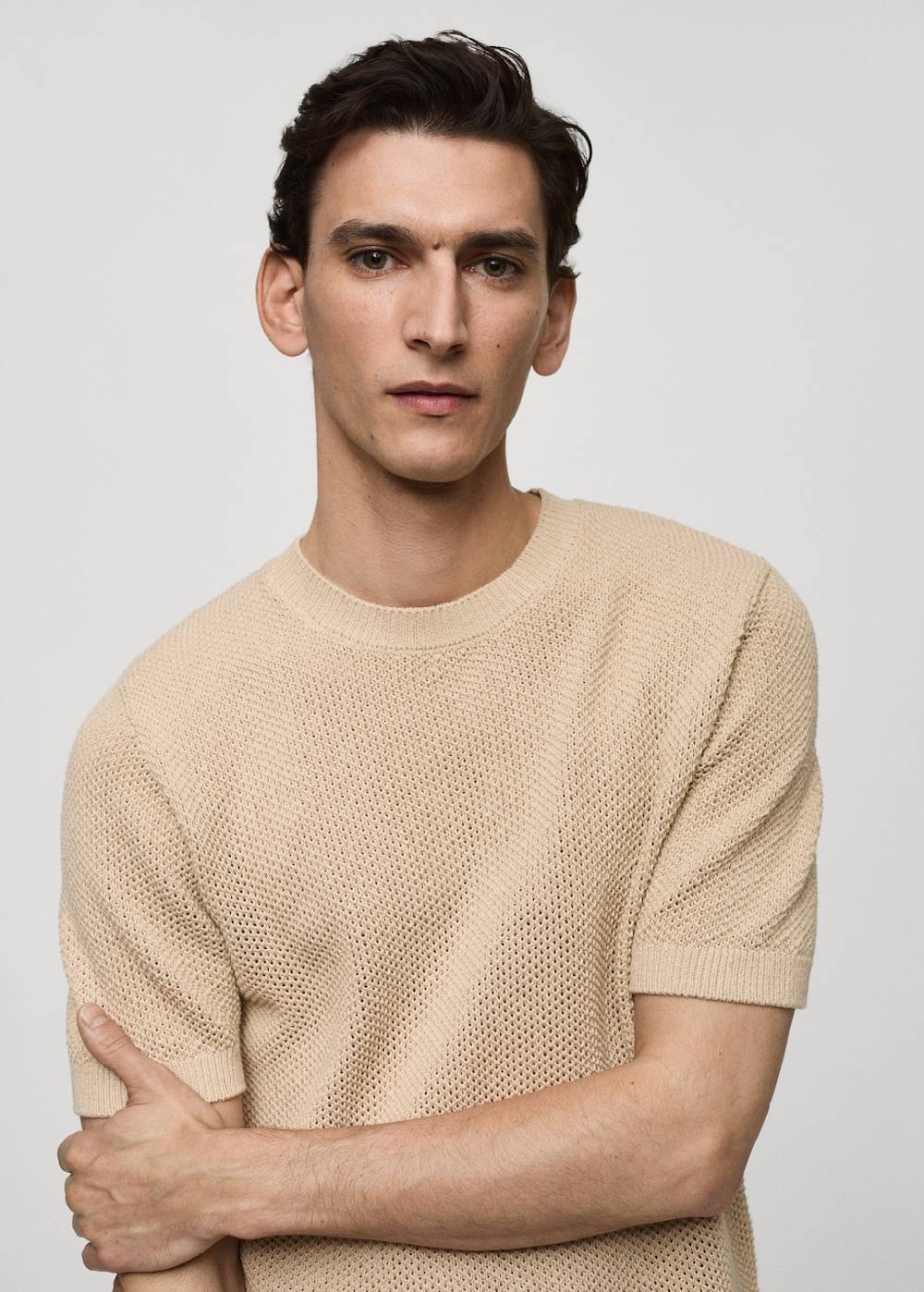 Mango Strukturiertes Strick-T-Shirt aus Baumwolle Neueste Mode