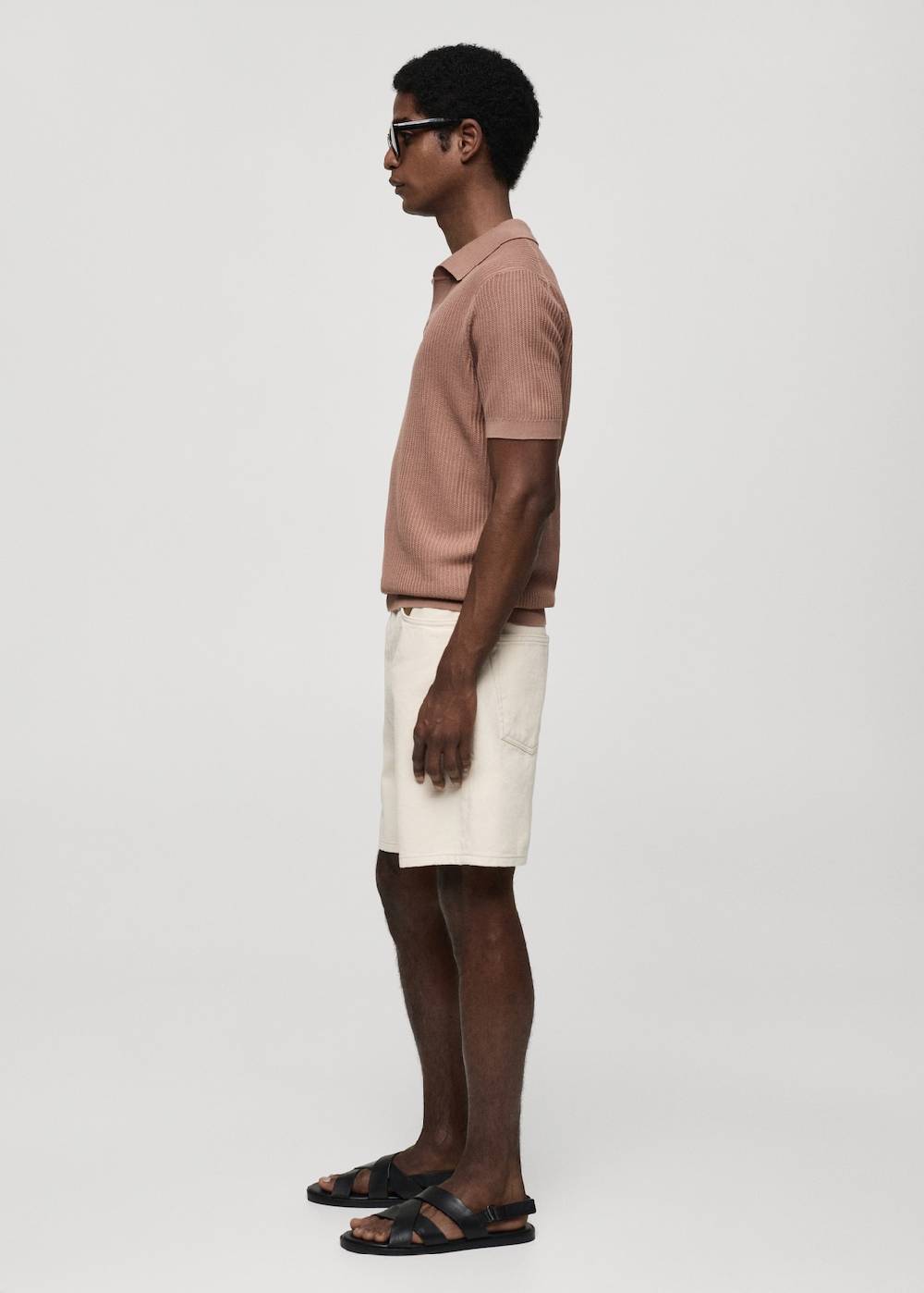 Mango Geripptes Strick-Poloshirt aus Baumwolle Online Outlet