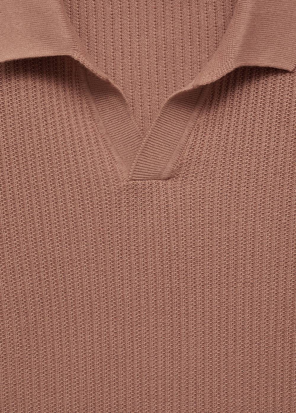 Mango Geripptes Strick-Poloshirt aus Baumwolle Online Outlet