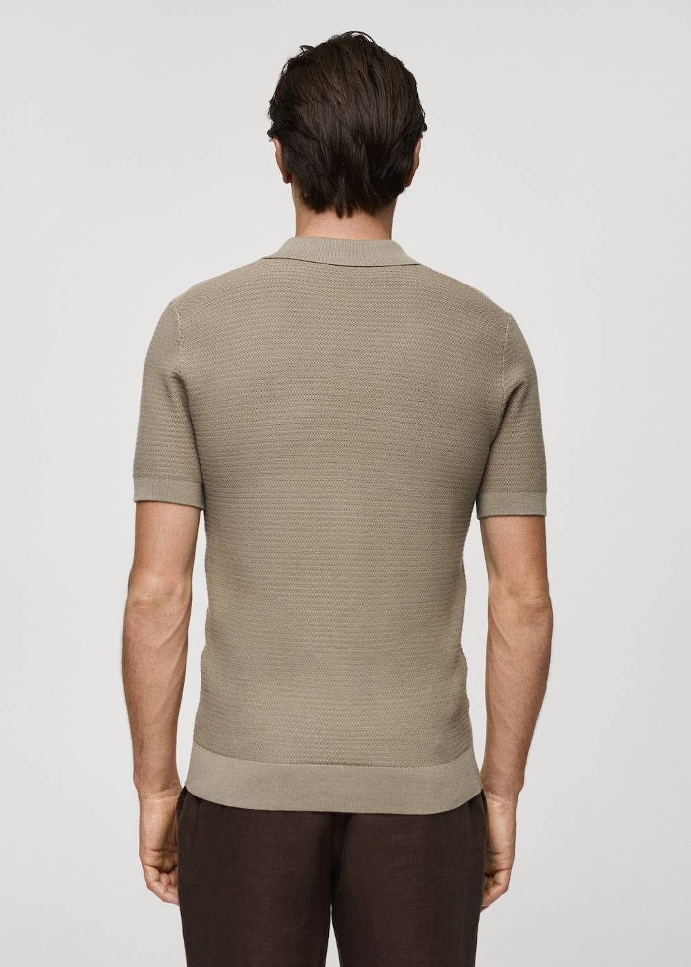 Mango Poloshirt aus Baumwolle mit Tencel in Flechtoptik Große Rabatte