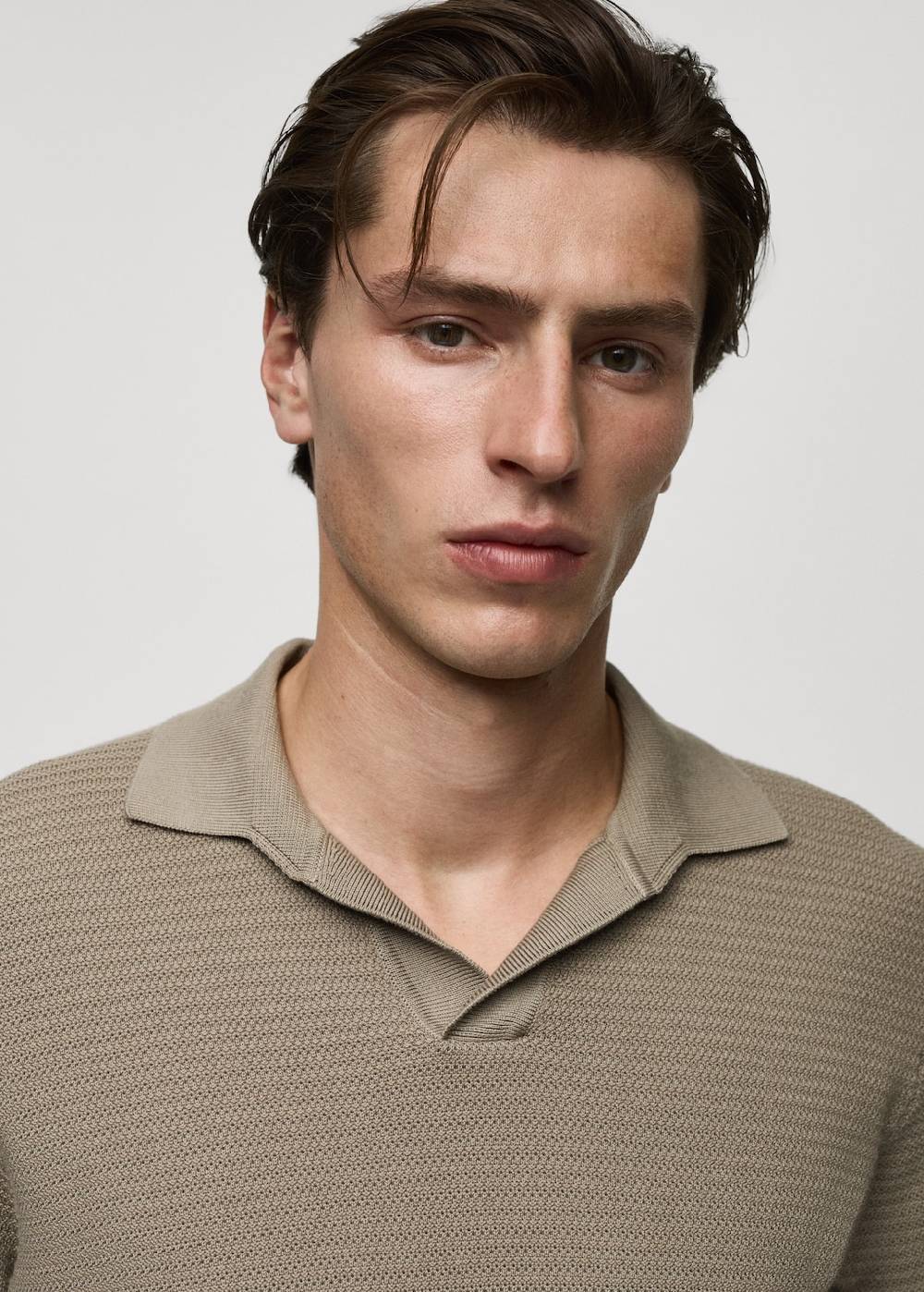 Mango Poloshirt aus Baumwolle mit Tencel in Flechtoptik Große Rabatte
