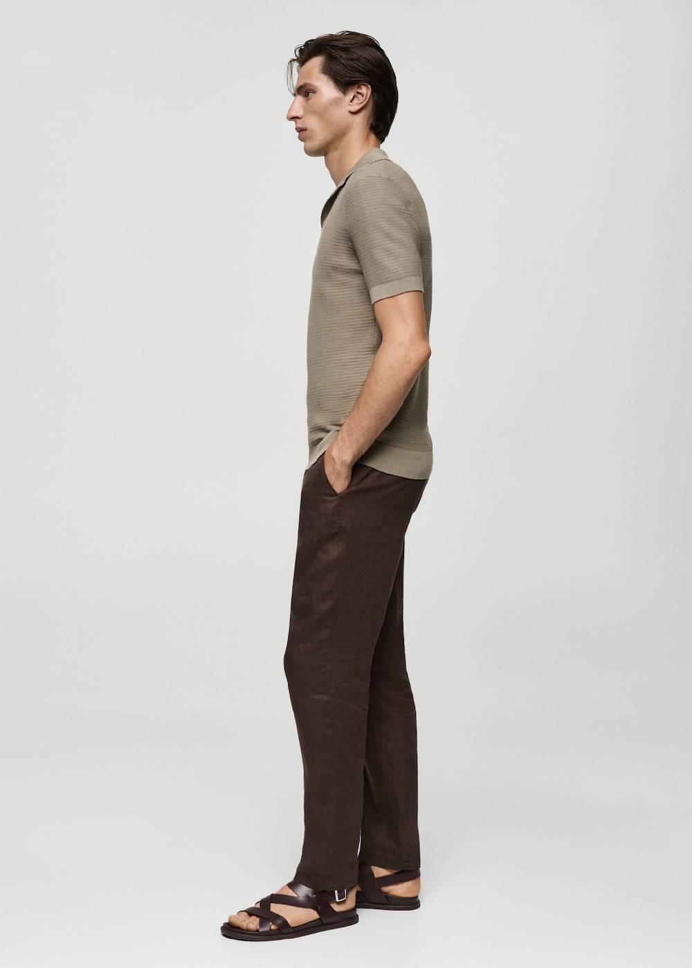Mango Poloshirt aus Baumwolle mit Tencel in Flechtoptik Große Rabatte