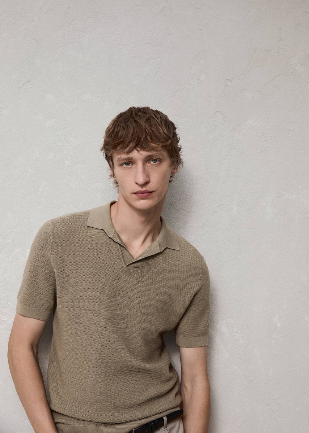 Mango Poloshirt aus Baumwolle mit Tencel in Flechtoptik Große Rabatte