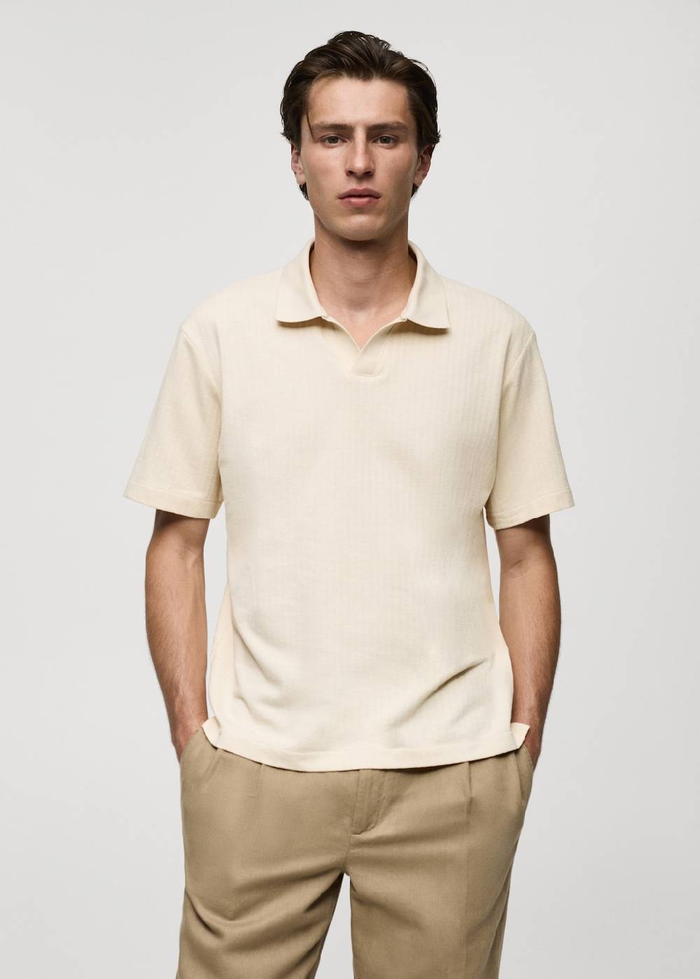 Mango Geripptes Regular-Fit-Poloshirt aus Baumwolle