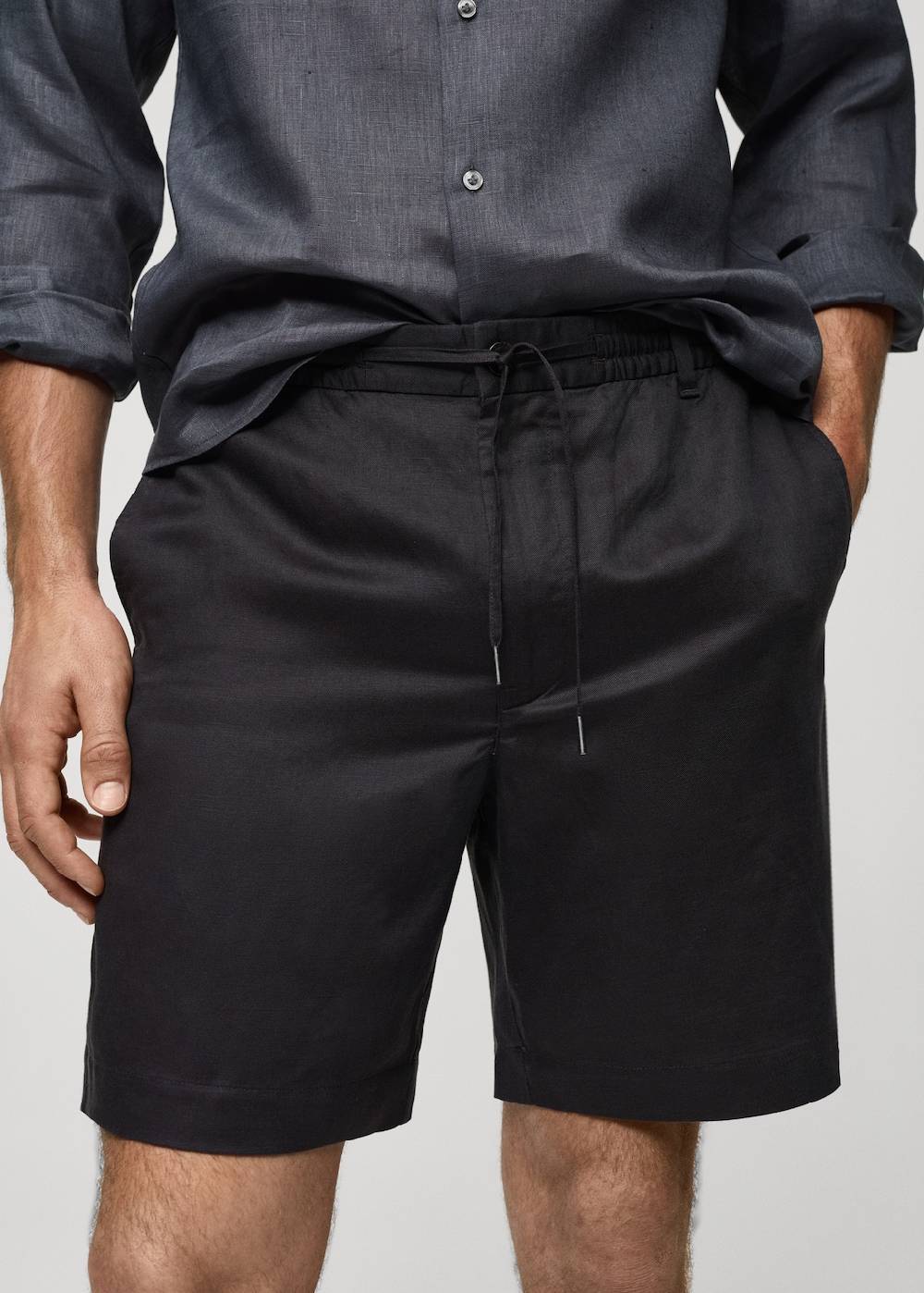 Mango Leinen-Bermudashorts aus Tencel mit Kordelzug VIP-Rabatte
