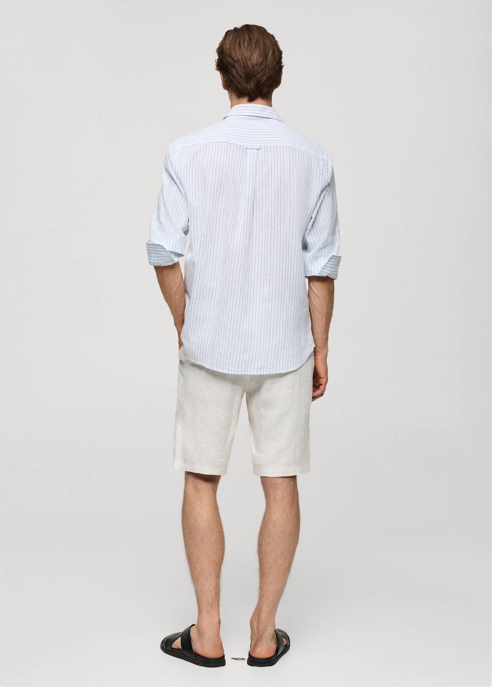 Mango Gestreiftes Regular-Fit-Hemd aus Leinen mit Baumwolle Letzte 3 Tage