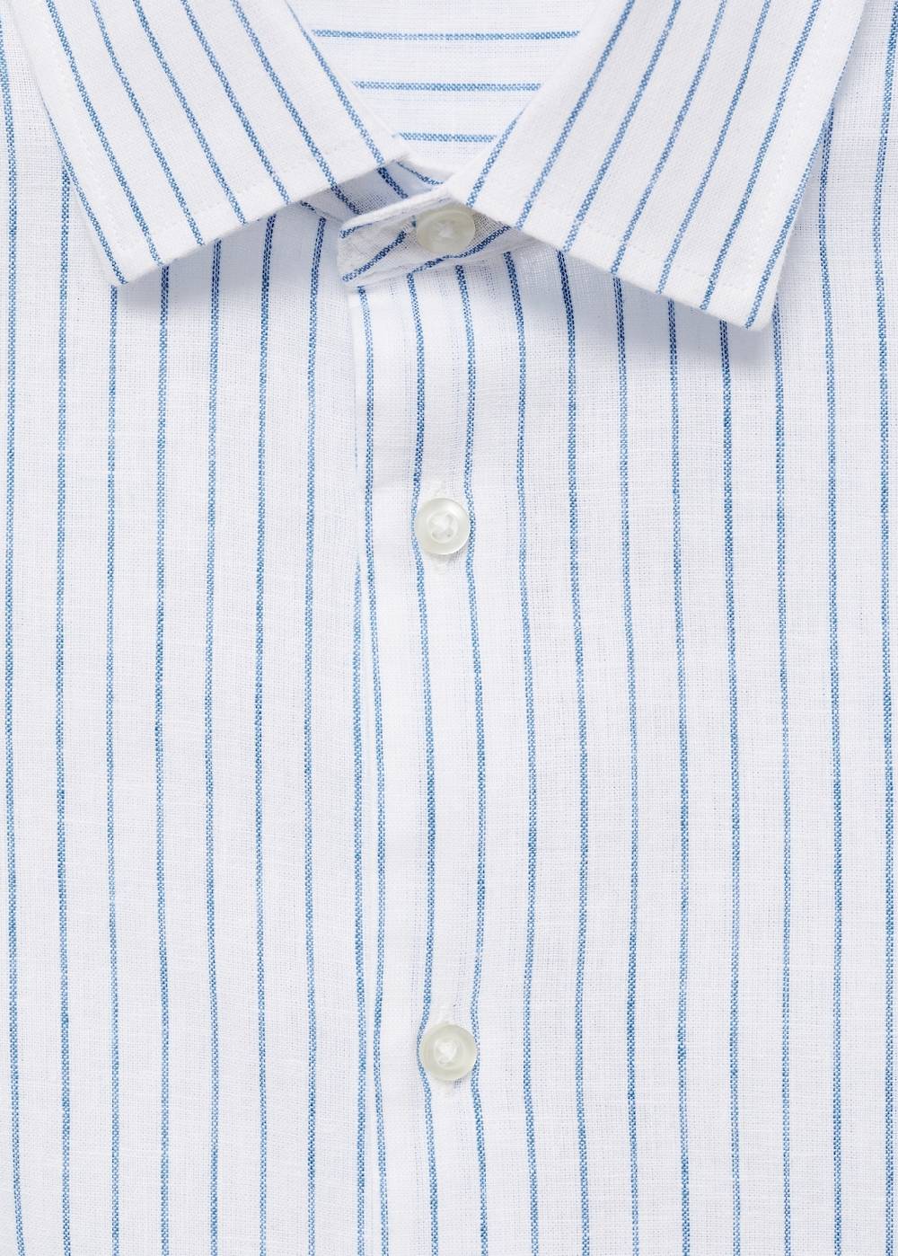 Mango Gestreiftes Regular-Fit-Hemd aus Leinen mit Baumwolle Letzte 3 Tage