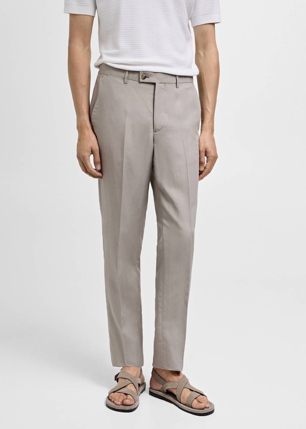 Mango Slim Fit-Anzughose aus Leinenmix