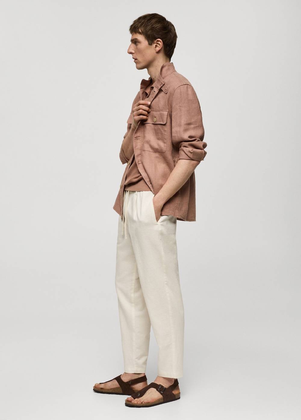Mango Slim Fit-Leinenhose mit Kordel Bis zu 50% Rabatt