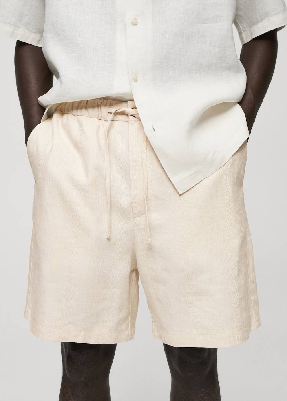 Mango Bermudashorts aus Baumwoll-Leinengemisch mit Kordelzug Clearance-Verkauf