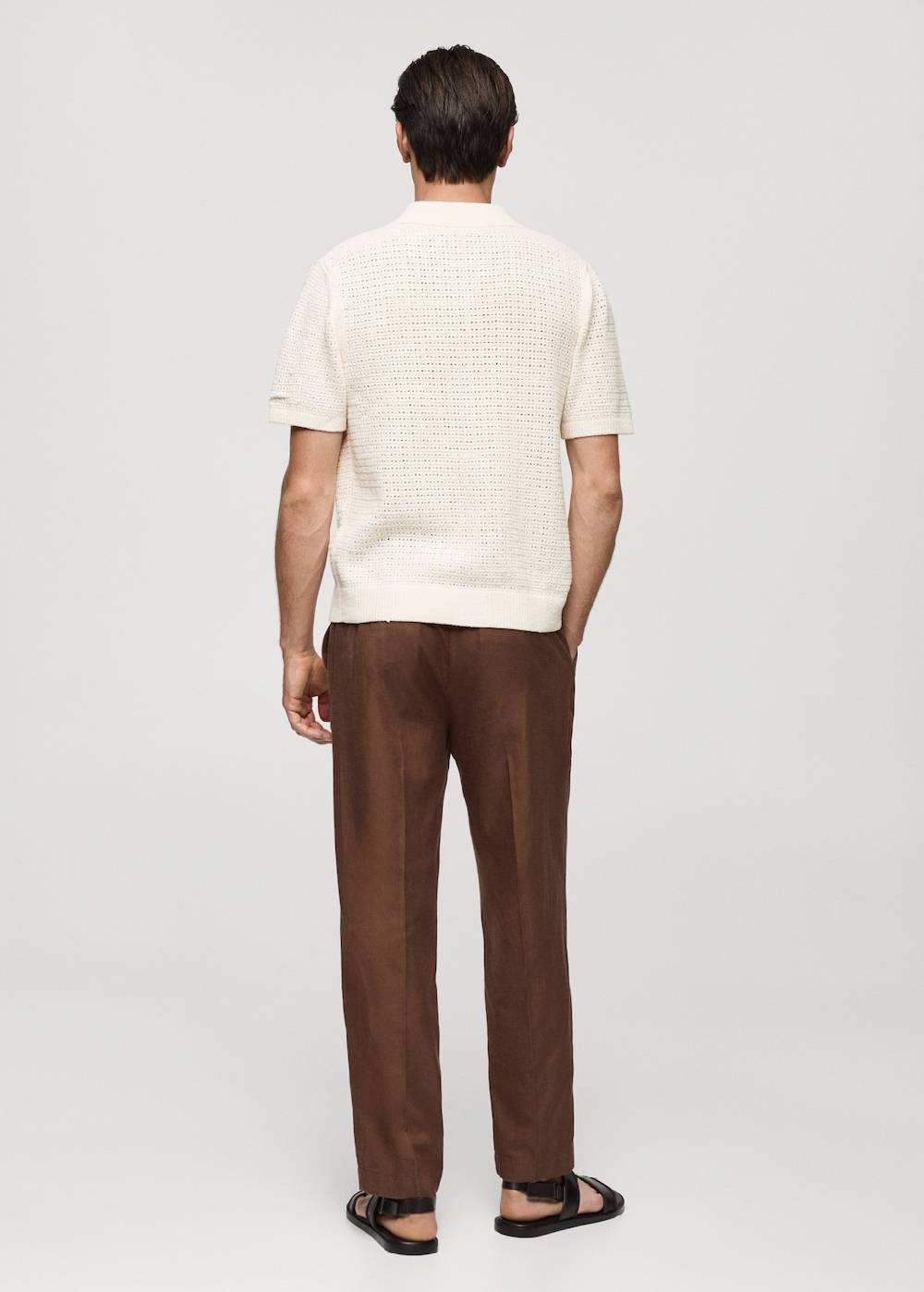 Mango Geknöpftes Strick-Poloshirt mit Lochmuster Kostenloser Versand international