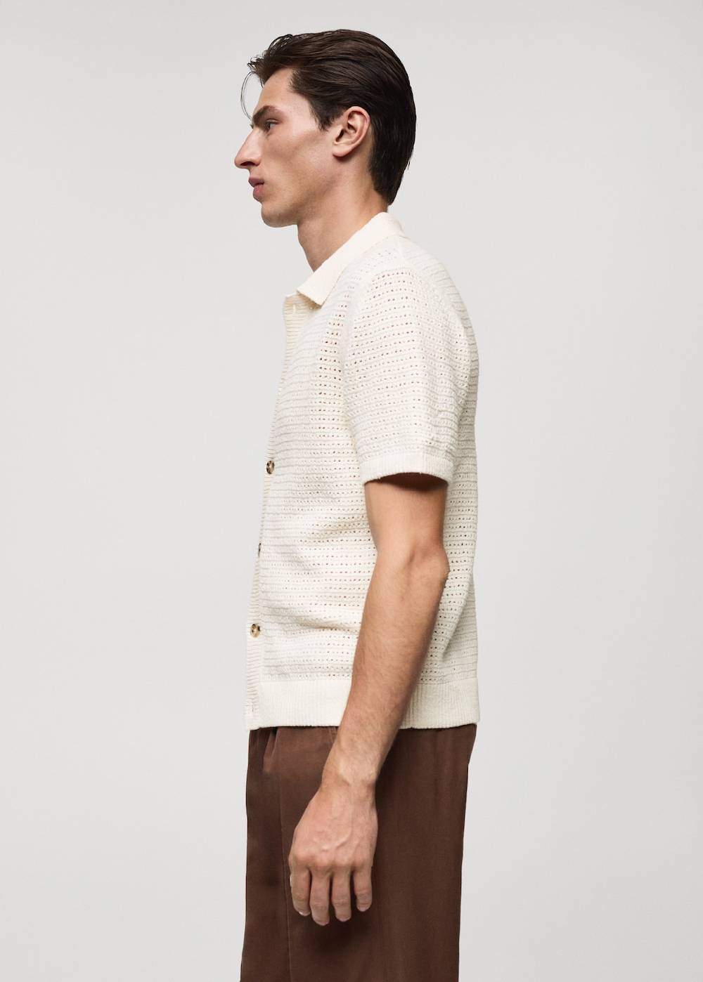 Mango Geknöpftes Strick-Poloshirt mit Lochmuster Kostenloser Versand international