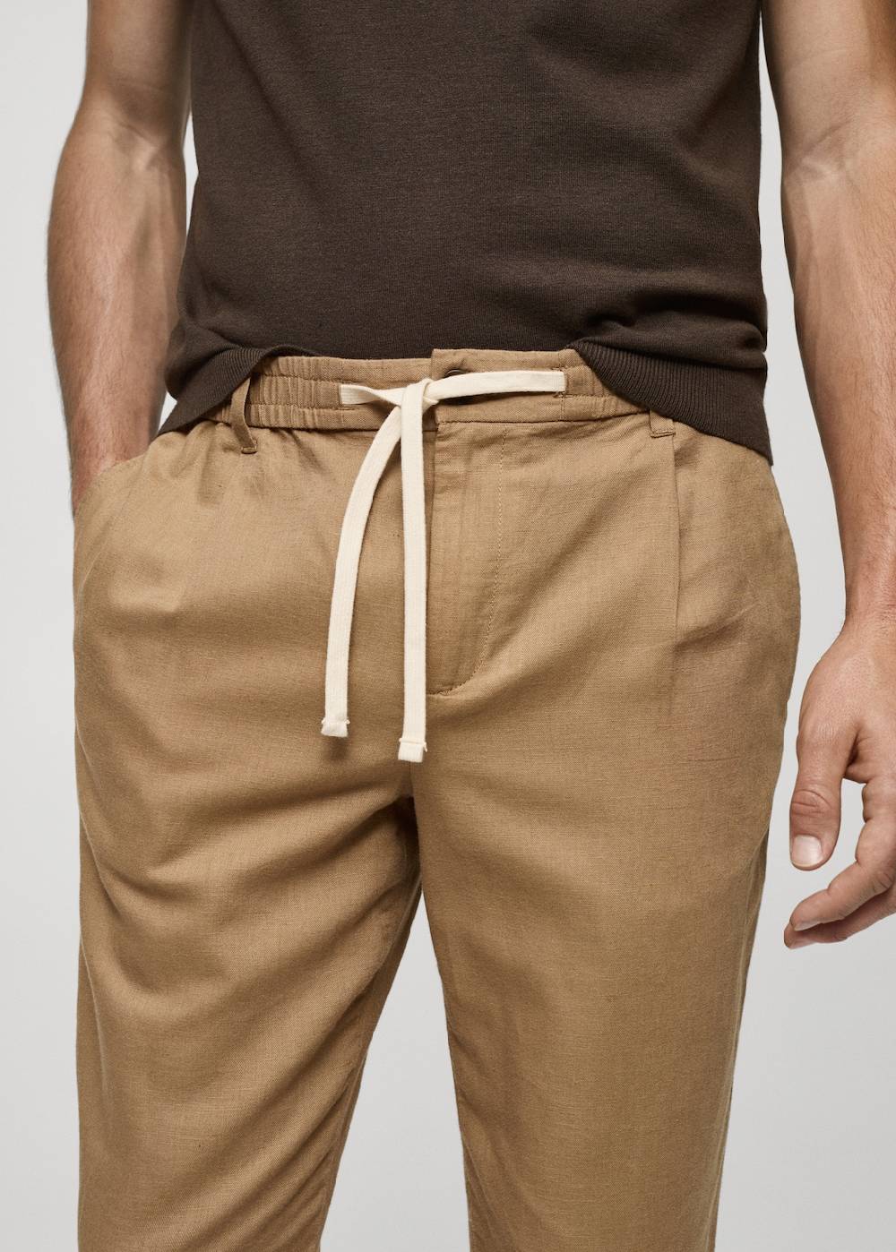 Mango Slim Fit-Leinenhose mit Kordel Fabrikladen