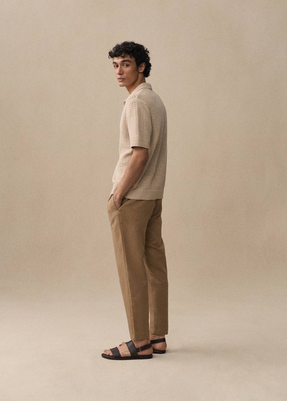 Mango Slim Fit-Leinenhose mit Kordel Fabrikladen